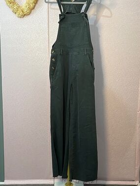 aerie Black Wide-Leg Denim Overalls